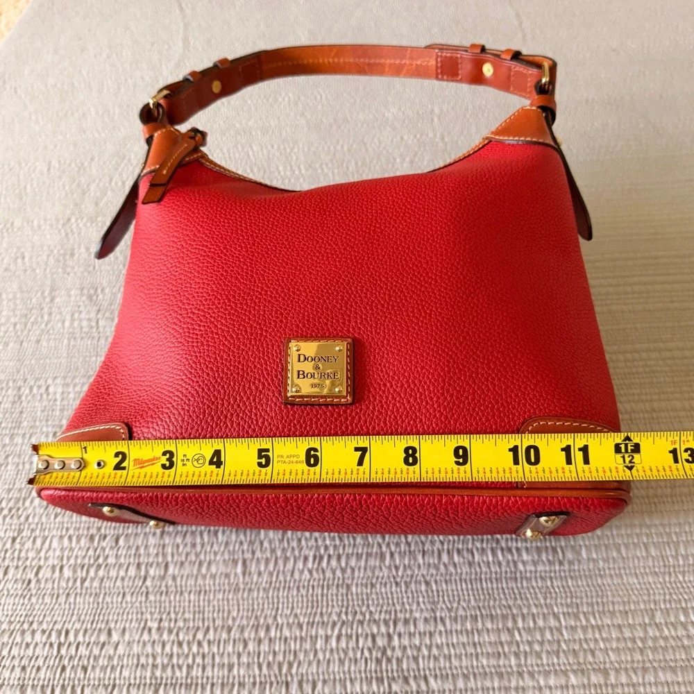 New Dooney & Bourke Women's Red Pebbled Leather Hobo Shoulder Bag Gold Hardware